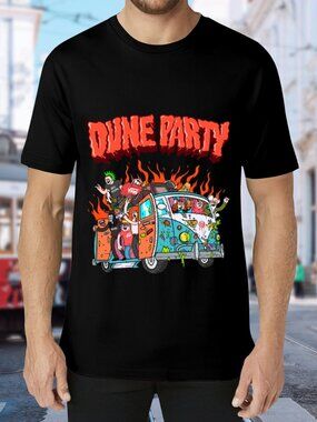 Dune Party Graphic Tee - Black with Colorful Van Art